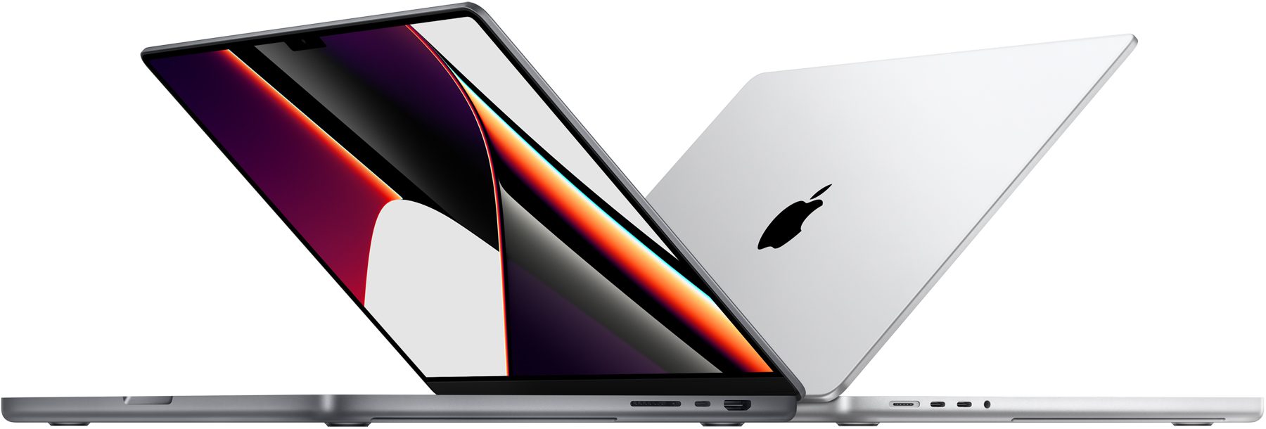 Dos MacBook Pro colocadas una contra la otra.