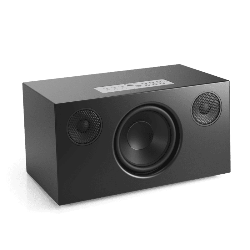 wireless multiroom speaker c10mkii black angled nofront airplay2 google cast chromecast audiopro