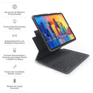 teclado con funda zagg ipad 10.9 (10ma) pro keys desmontable