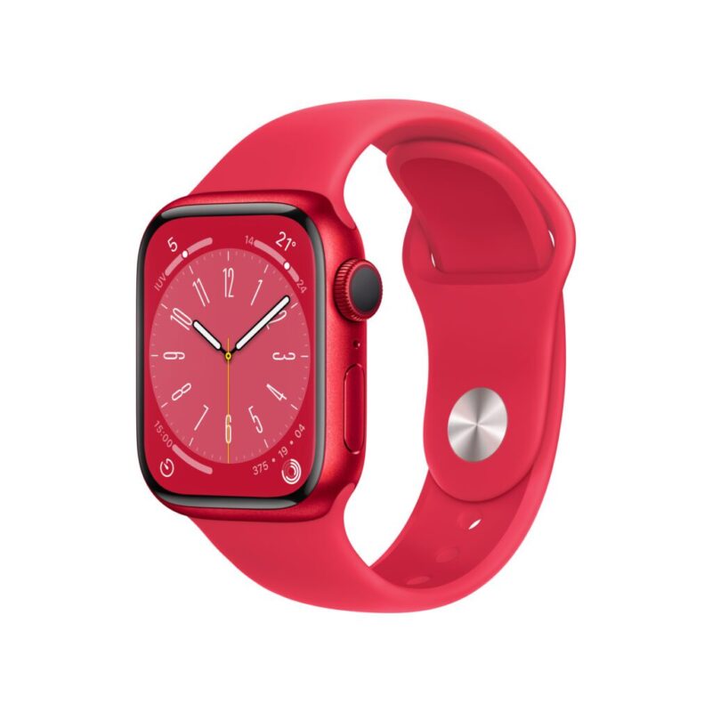 apple watch series 8 gps 41mm rojo aluminio c/banda sport blanca