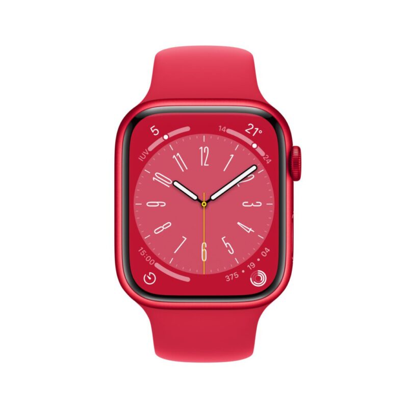 apple watch series 8 gps caja de aluminio 45 mm rojo correa deportiva estándar