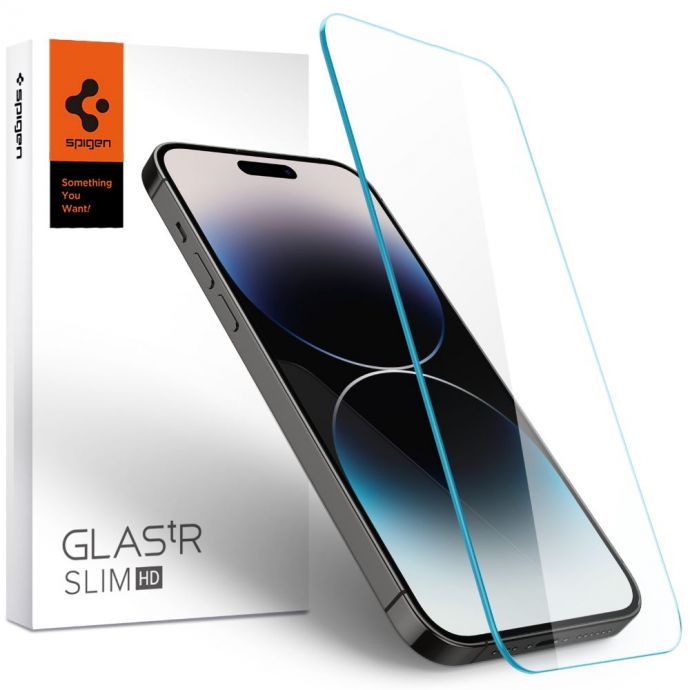 vidrio templados spigen tr slim p/iphone 14 pro max transparente