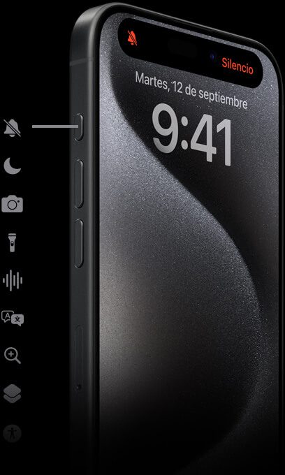Un iPhone 15 Pro muestra nueve opciones diferentes de configuración del Botón de Acción